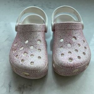 Crocs Pink Glitter,  kids size 11